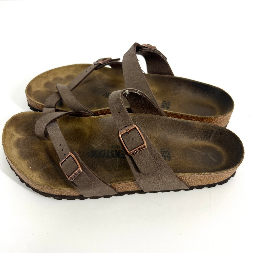 Birkenstock Mayari Mocha Brown Birkibuc Toe Loop Sandals Size 40 L9 M7
